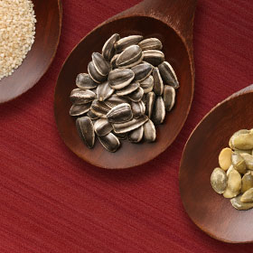sesame seeds, sunflower seeds, pumpkin seeds